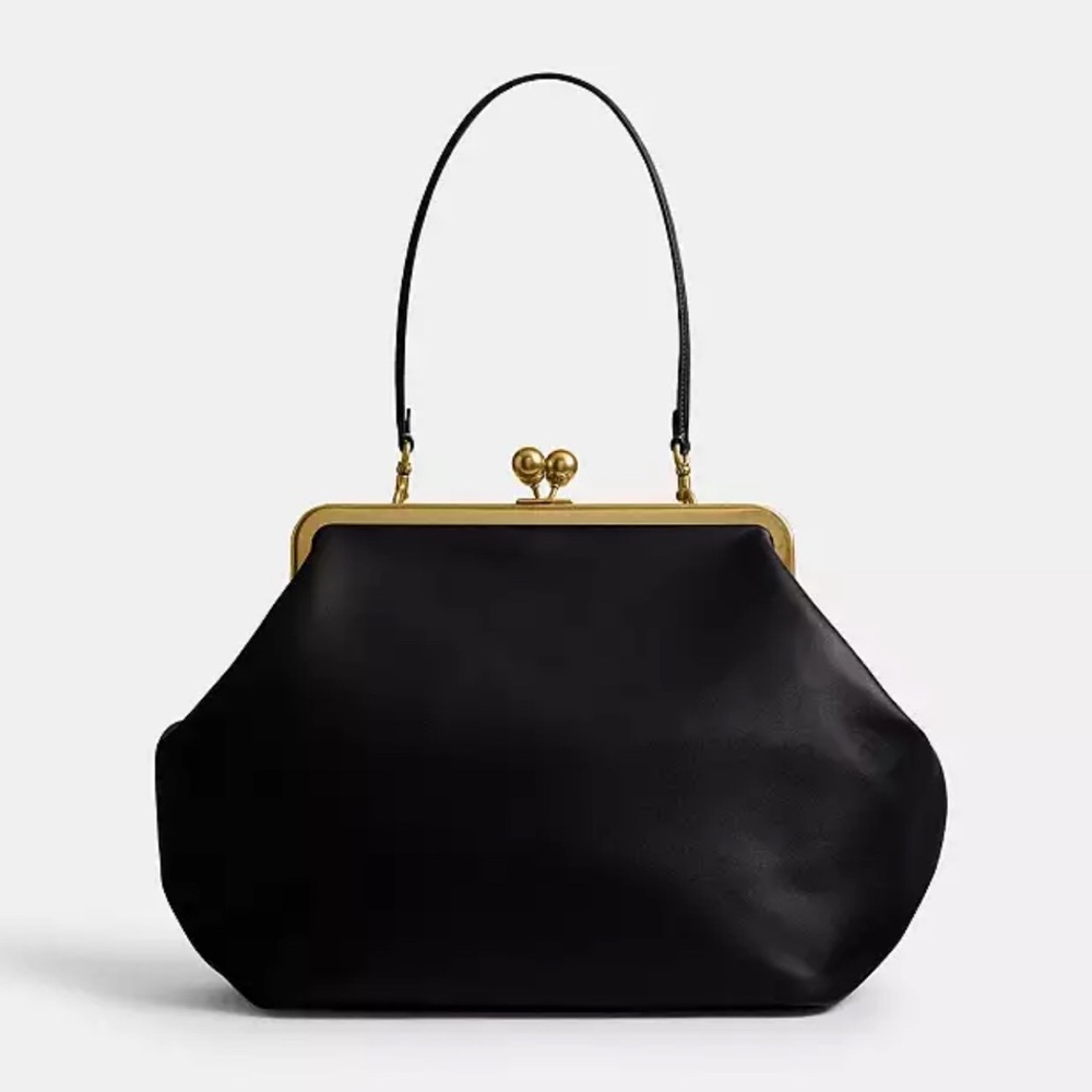 NWT Sold Out Coach Large Kisslock Frame Bag Black